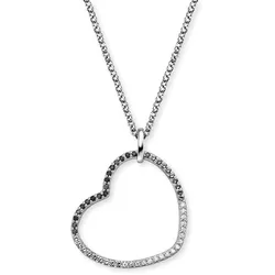 Kette mit Anhänger ENGELSRUFER "Herz Ocean Shade, ERN-HEARTOCEAN-ZIM, ERN-HEARTSHADE-ZIM", silberfarben, kristallweiß, dunkelgrau, schwarz, Halsketten, Damen, Silber 925 (Sterlingsilber), L: 50cm B: 1,42mm, Made in Germany - mit Zirkonia (synth.), B:1,42mm