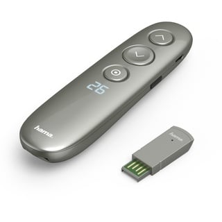 Hama Wireless Presenter digitaler Laserpointer mit Air Maus und Timer (Fernbedienung Powerpoint Präsentation 20m Reichweite 2,4 GHz inkl. 2GB Speicherkarte, 3 Monate Akkulaufzeit, auch für Videocalls)