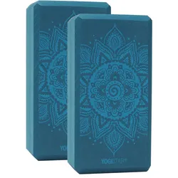 Yogablock Basic Art Set Spiral Mandala (2 Stück) Yoga Petrol Stabil YOGISTAR blau No Size