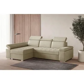 moeblo Eckcouch Stoff mit Schlaffunktion 2-Sitzer Beige