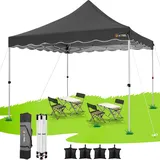 HOTEEL Pavillon 3x3 Faltpavillon 3x3 Wasserdicht Stabil mit 4 SandsäCke, Hoher Gipfel, Uv Schutz 50+ Partyzelt Gartenpavillon Pop Up Pavillon, fürs Camping, Event, Garten, Stahlrahmen, Schwarz