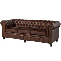 Massivmoebel24 Sofa 3-Sitzer Echtleder 216x82x75 braun Chesterfield #103