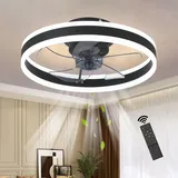 GaoHX Deckenventilator mit Beleuchtung und Fernsteuerung, Moderne LED Deckenleuchte mit Ventilator Deckenlampe 3000-6500K, Ventilator licht, Leise Deckenventilator Licht