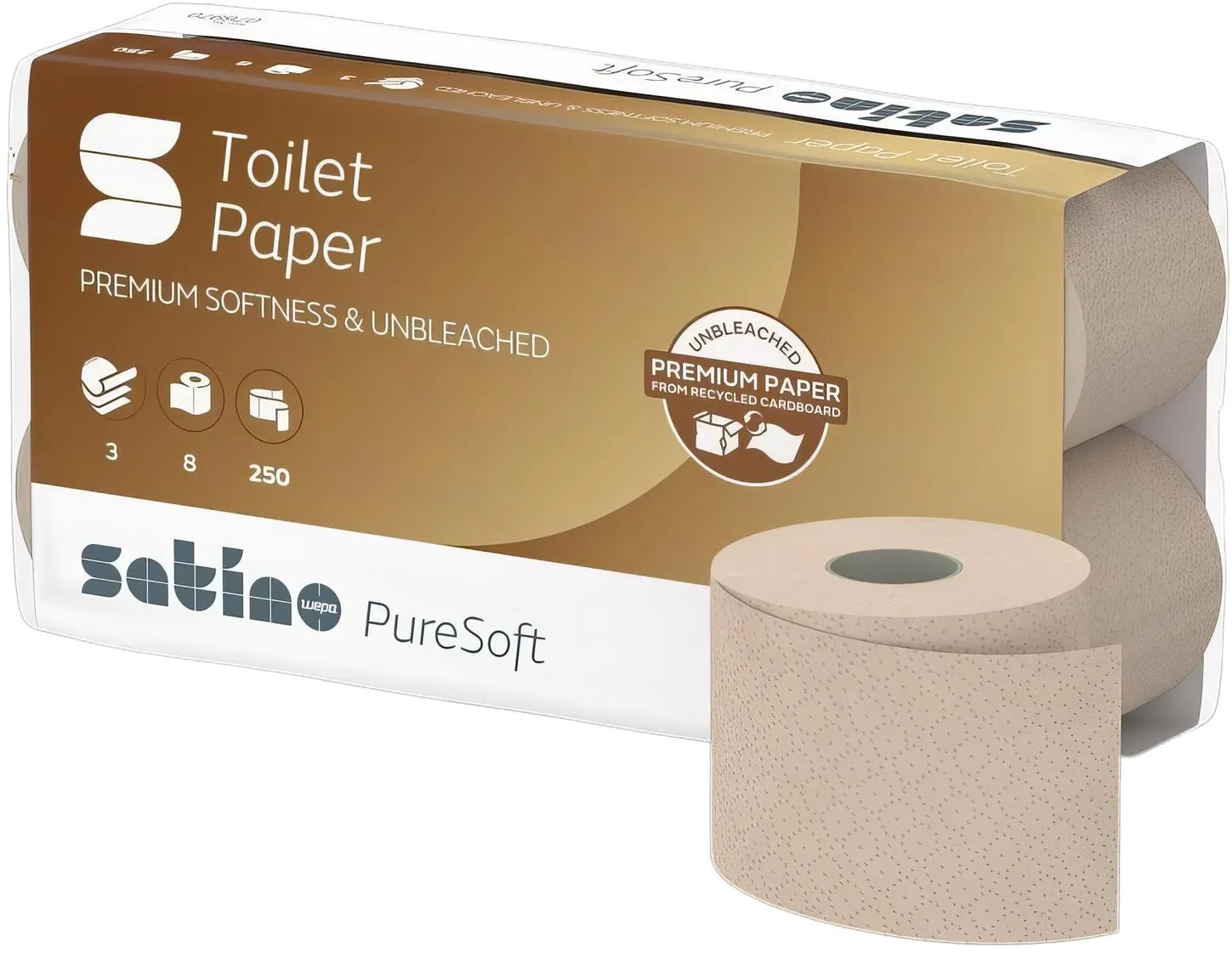 Smart Toilettenpapier 3-lagig aus 100% recyceltem Karton System MT1, 64 Rollen je 250 Blatt