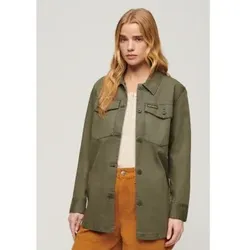 Superdry für Damen. W4010424A Grünes militärisches Überhemd (XS), Lässig, Baumwolle, Langarm