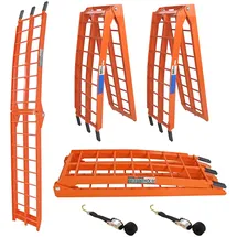 Baumarktplus TRUTZHOLM 2 x Auffahrrampe klappbar 180 cm Traglast 680 kg Alu orange geriffelte Einzelstäbe Verladerampe