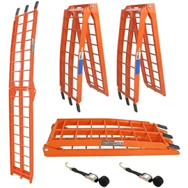 Baumarktplus TRUTZHOLM 2 x Auffahrrampe klappbar 180 cm Traglast 680 kg Alu orange geriffelte Einzelstäbe Verladerampe