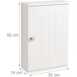 Relaxdays Hängeschrank Bad, 2 Fächer, HBT: 50 x 30 x 14 cm, Magnetverschluss, Landhausstil, schmaler Wandschrank, weiß