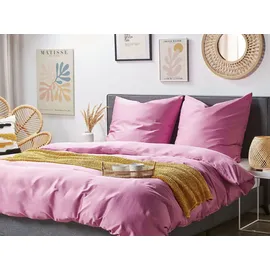 Beliani Harmonridge Unifarben Rosa 135 x 200 cm + 80 x 80 cm