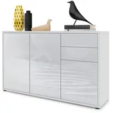 Vladon Kommode, Weiß Hochglanz, Holzwerkstoff, 117x74x36 cm, Wohnzimmer, Kommoden & Sideboards, Kommoden