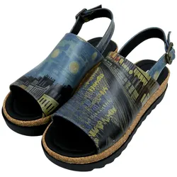 Sandalette DOGO "Damen Gigi Sea Sparkle Vegan Damen Sandalen/ Sandaletten /", Damen, Gr. 39, Normalschaft, blau, Lederimitat, Schuhe, Vegan