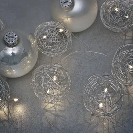 Markslöjd MARK SLÖJD LED-Minilichterkette Metalldrahtbälle silber 20 flammig