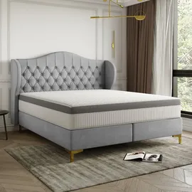 Kaiser Möbel Bett mit Taschenmatratze und Kokosnuss LEGEND Grau 160x200 cm, - Kaiser