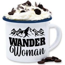 Shirtracer Tasse Wander Woman – Geschenk für Wanderin, Stahlblech, Kaffeetasse Hobby Geschenk blau|weiß