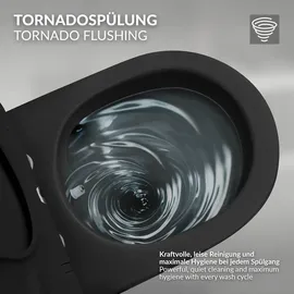 luxebath Wand-WC mit WC-Sitz Schwarz matt Nano