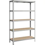 SONGMICS Schwerlastregal, Kellerregal, Lagerregal, 60 x 120 x 200 cm, Regal mit Stahlgestell, bis 750 kg belastbar, 5 verstellbare Ablagen, silbern GLR060E01