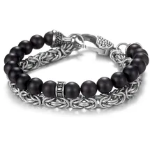 Kingka Armband mit Achat schwarz SB2207SAG Größe 22cm