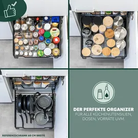 bremermann Teleskopschublade 30 cm mit Einlegeboden, Küchenschublade zum Nachrüsten, Vollauszug mit Teleskop-Schienen, ideal für Küche, Bad & Schlafzimmer, (Schwarz)