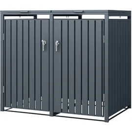 ML-Design Mülltonnenbox 2Er für 2 Tonnen 240L 132x80x116,3 cm Anthrazit Stahl