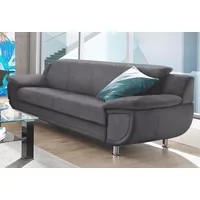 TRENDMANUFAKTUR 3-Sitzer Rondo, Breite 207 cm, breite Armlehnen, Füße chromfarben, wahlweise mit Federkern, pflegeleichte Bezügen, Unser Dauertiefpreis grau