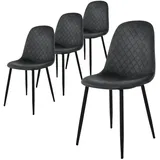 ML-Design Esszimmerstühle 4er Set, Anthrazit, Küchenstuhl mit Samtbezug, Wohnzimmerstuhl mit Rückenlehne, Polsterstuhl mit Metallbeinen, Ergonomischer Stuhl