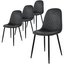 ML-Design Esszimmerstühle 4er Set, Anthrazit, Küchenstuhl mit Samtbezug, Wohnzimmerstuhl mit Rückenlehne, Polsterstuhl mit Metallbeinen, Ergonomischer Stuhl