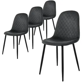ML-Design Esszimmerstühle 4er Set, Anthrazit, Küchenstuhl mit Samtbezug, Wohnzimmerstuhl mit Rückenlehne, Polsterstuhl mit Metallbeinen, Ergonomischer Stuhl