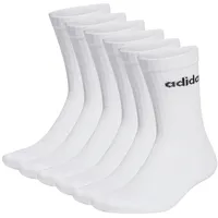 Adidas Unisex Socken, 6er Pack - Linear Crew Cushioned, Logo, gepolstert, einfarbig Weiß-40-42