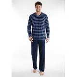 Götzburg Pyjama Schlafanzug lang Blau XL