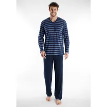 Götzburg Pyjama Schlafanzug lang Blau XL
