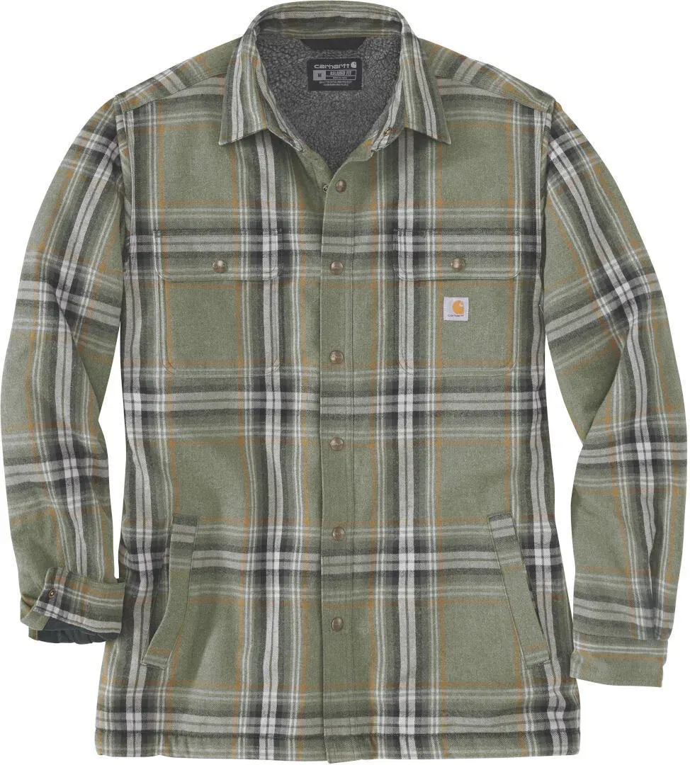 Carhartt Flannel Sherpa Lined Overhemd, groen, L Voorman