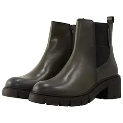 TOM TAILOR Damen Lederstiefel mit Block-Absatz, grün, Uni, Gr. 36