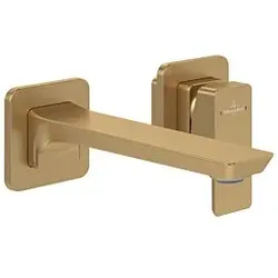Villeroy und Boch Subway 3.0 Zweiloch-Einhebelwaschtischmischer TVW11200700076 fester Auslauf, ohne Ablaufgarnitur, Wandmontage, brushed gold