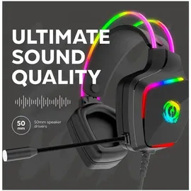 Canyon Darkless GH-9A, RGB aidimams ausin?s with Mikrofonas, Mikrofonas frequency response: 20HZ20KHZ, ABS+ Polyurethanleather, USB*1*3.5MM jack ki... / Schwarz