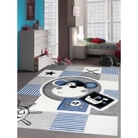 Kinderteppich Kinderteppich Spielteppich Teppich Kinderzimmer Babyteppich Pirat Affe in Blau, Teppich-Traum, Rund, Höhe: 13 mm blau|grau|schwarz|weiß Rund - 160 cm x 160 cm x 13 mm