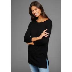 Longpullover, mit Schnürung am Ärmel, Gr. 44, schwarz (aus nachhaltigem Material), , 40487166-44