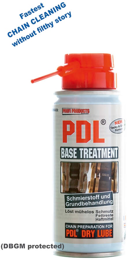 PROFI DRY LUBE Base Treatment, Kettenreiniger mit Übergangs-Schmierstoff, 100 ml, Größe 0-5l