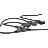 Digitus Netzverteilerkabel, C14 - 2x C13 St/Bu, 1.7m, H05VV-F3G 1.0qmm/0.75qmm, sw