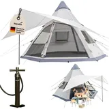 Skandika Luftzelt Tipi Hetta 460 Air Protect | Aufblasbares Familienzelt für 6 Personen beige 6 PERSONEN