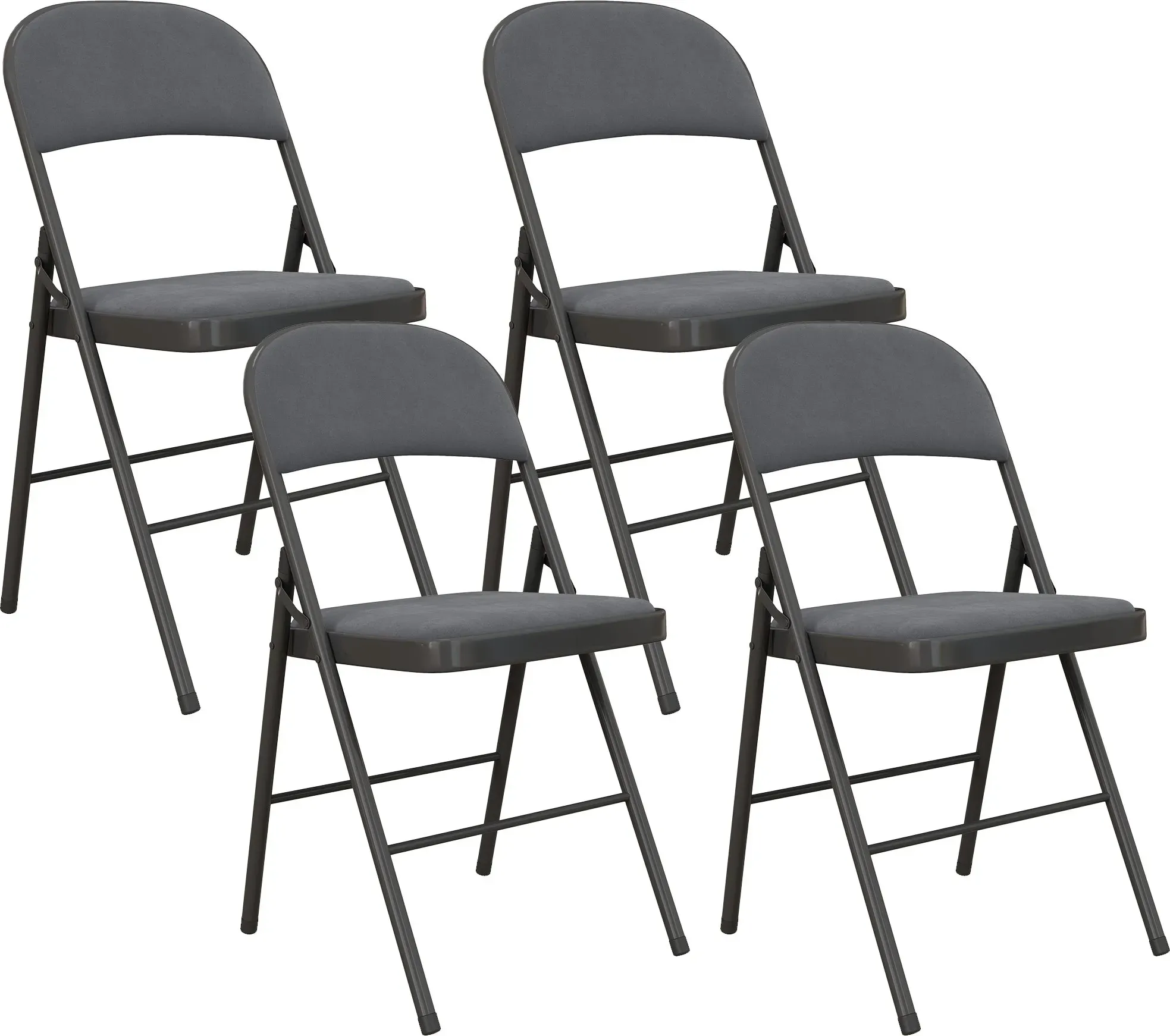 HOMCOM 4er-Set Klappstühle, tragbare Esszimmerstühle für Innen mit gepolsterten Sitz- und Rückenflächen in Velours und Stahlrahmen, belastbar bis 120 kg, dunkelgrau   Aosom