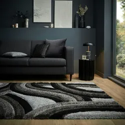 Kadima Design Hochflor-Teppich aus 100% recyceltem Polyester, handgeschnitzt & umweltfreundlich  – `Nadd`. Grau-Schwarz, 120x170 cm