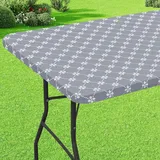 Morbuy Abwaschbare Rechteckige Elastische Tischdecke, wasserdichte Tischdecke mit Gummizug Gartentischdecke für Outdoor Picknick Camping (Grau,75x183cm)