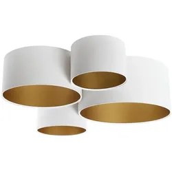 4Flame Textil Deckenleuchte mit 4 Schirmen weiß, gold