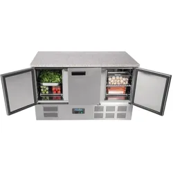 Polar Thekenkühltisch Mit Marmorarbeitsfläche 3Türig 368Ltr