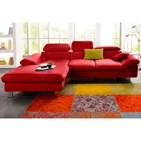 Ecksofa COTTA "Driver L-Form, B: 268 cm", rot, B:268cm H:73cm T:169cm, LEDER BEEFY (ein abgedecktes Spalt-Rindsleder) im Sitz und Rücken (Korpus in Kunstleder);Luxus-Kunstleder;Kunstleder SOFTLUX;Leder Pampas (echtes Rindsleder), Rückseite mit schwarzem Spannstoff bezogen, Sofas, Ecksofa, Kopfteilverstellung, optional Bettfunktion & Bettkasten