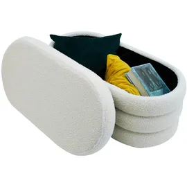 Rebecca Mobili Pouf Polyester 38 x 76 x 38 cm Weiß
