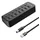PremiumCord ​​USB Hub, 7X USB Typ A, USB 3.2 Gen 1 5Gbps, Portswitch, Hot-Lug, LED, Schwarz, Kabellänge 1m