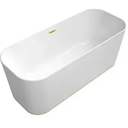 Villeroy & Boch Finion freistehende Badewanne 177FIN7A300V101 170x70cm, Emotion, Design-Ring, weiß, gold