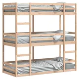 vidaXL Etagenbett Dreifach 80 x 200 cm Kiefer massiv braun