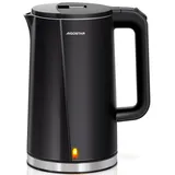 Aigostar Aubery - Wasserkocher Edelstahl 1,7 Liter, 2200W, Doppelwand Design Elektrischer Wasserkocher, 360°-Sockel, Abschaltautomatik, im modernen Design,